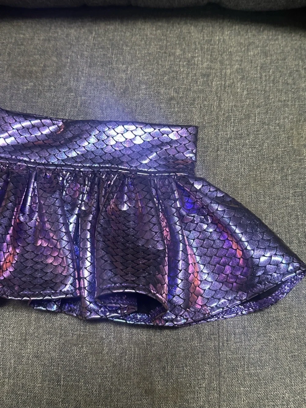 Cute Bone Iridescent Purple Mermaid Scale Bikini Skirt
